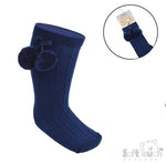 Knee High Pom Pom socks NAVY