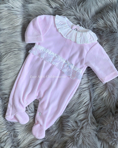 Stunning velour lace detailed sleepsuit
