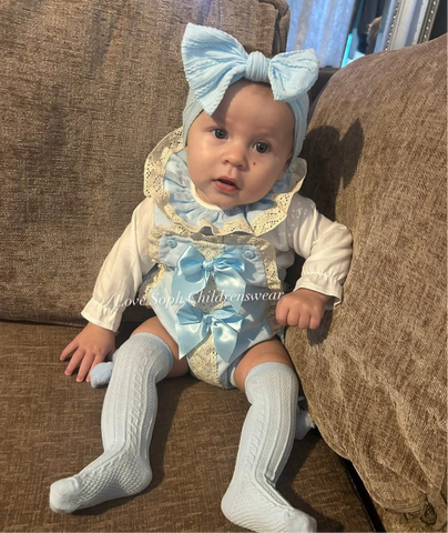 Luxury long sleeve romper and blouse blue