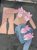 Personalised handmade frilly lounge set dusky pink flares or leggings
