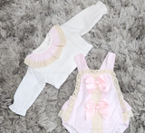 Luxury long sleeve romper and blouse pink