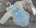 Luxury long sleeve romper and blouse blue