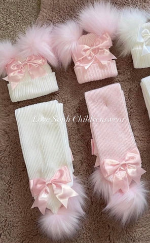 Luxury bow Pom Pom scarf