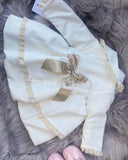 Stunning luxury puffball coat with bows and detailing on back
