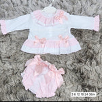 Luxe pink detailed long sleeve smocked set