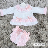 Luxe pink detailed long sleeve smocked set