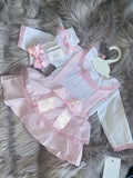 Luxury long sleeve smocked pinafore and blouse
