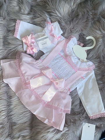 Luxury long sleeve smocked pinafore and blouse