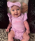 Bargain personalised romper with hair bow girls