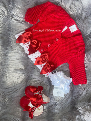 Double bow luxe stunning cardigans red