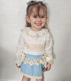 Luxury long sleeve lace blouse with skirt 0-4 y