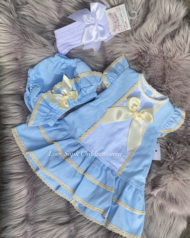 Luxury dresses with matching bloomers Sky blue