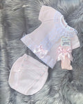 Luxury lace knitted jam pants set  pink