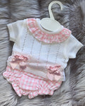 Knitted gingham jam pants set