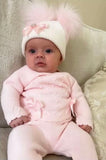 Stunning luxury 3 piece pink knitted set with bonnet