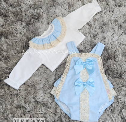 Luxury long sleeve romper and blouse blue