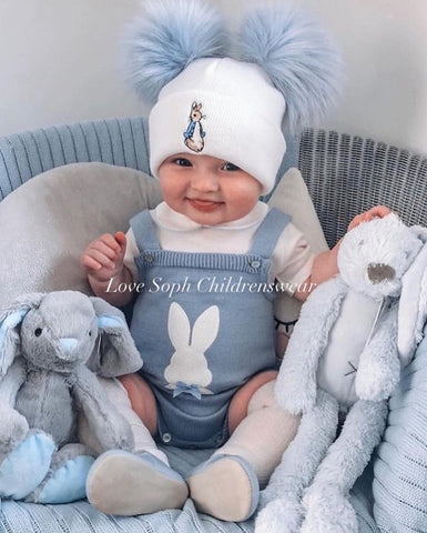 Double pom rabbit luxe hats  0m-4 years