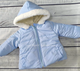 Luxe thick fleece lined sky blue waterproof stunning cosy winter coat