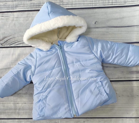 Luxe thick fleece lined sky blue stunning cosy winter coat