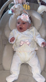 Bargain white 3 piece luxe knit set with bonnet newborn-3 months - one size