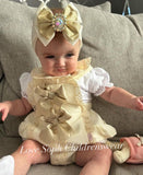 Luxury double bow romper with blouse gold
