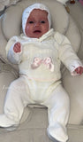 Bargain white 3 piece luxe knit set with bonnet newborn-3 months - one size