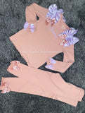 Personalised handmade frilly lounge set dusky pink flares or leggings