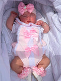 Luxury double bow romper with blouse pink