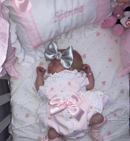 Luxury pink frilly  romper and white blouse