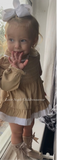 Luxury smock dress and pants with hair bow