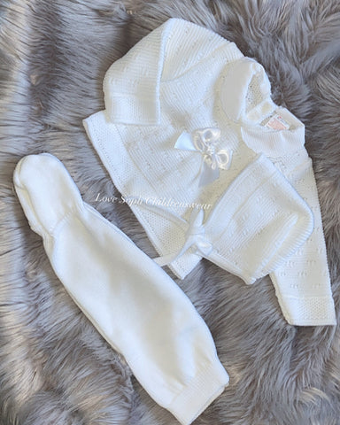 Unisex Luxe white knitted set with hat