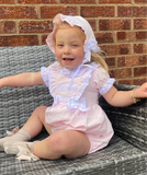 Luxe pink frilly  romper and blouse with Bonnet and lace