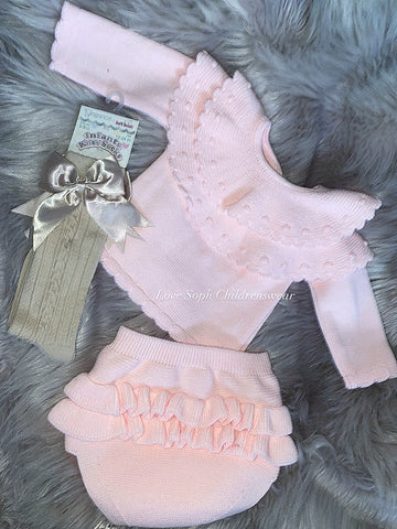 Frilly bum long sleeved knitted set