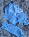 Bargain blue 3 piece luxe knit set with bonnet