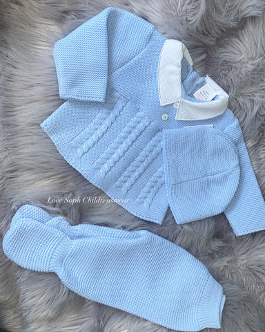 Bargain blue 3 piece luxe knit set with hat