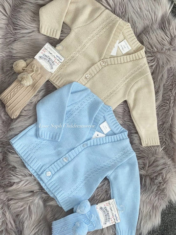 Knitted cardigan blue or beige