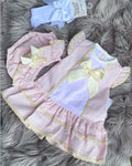 Luxury dresses with matching bloomers pink with gold trim