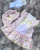 Luxury dresses with matching bloomers pink with gold trim