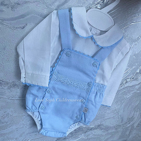 Luxury long sleeve sky blue romper and blouse