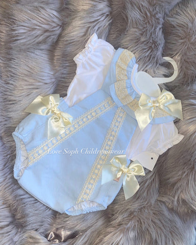 Luxury sky blue romper and blouse
