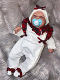 Luxe tartan frill sleepsuit and hat