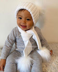 Double pom white luxe hats  0m-4 years