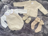 Knitted romper and shirt beige