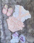Frilly blouse and frilly pink gingham romper