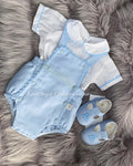 Stunning sky blue romper and blouse with lace detailing