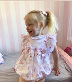 Luxury super frilly sleeve teddy bear romper with bows
