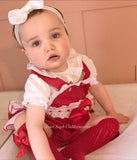 Luxury long sleeved red frilly bum bow romper
