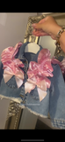 Handmade extreme frilly luxe denim jacket with bows