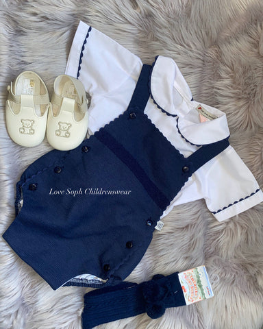 Luxe navy detailed romper and blouse