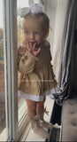 Luxury smock dress and pants with hair bow